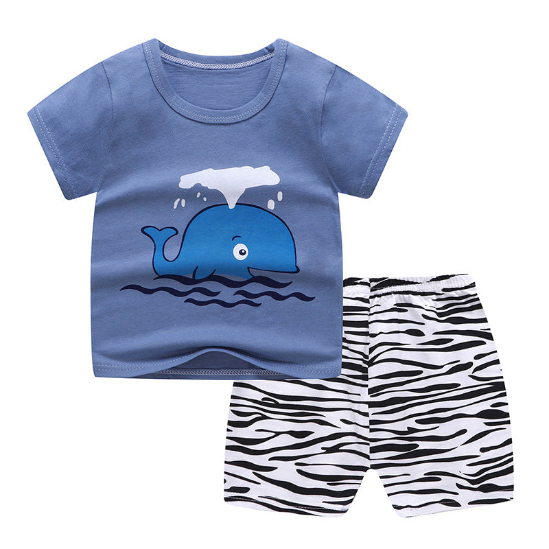 New Children's Short Sleeved Suit Baby  Cotton Short Sleeved