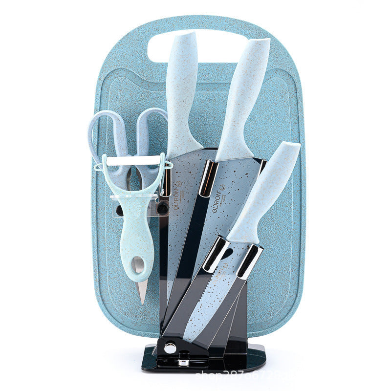 Colored Fruit Knife With Cutting Board Kitchen Box Gift Knives