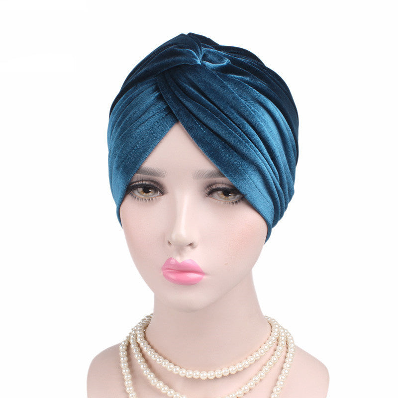Autumn Winter Velvet Stretch Bandana Hat
