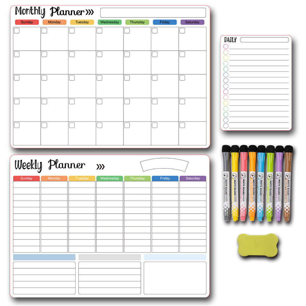 Calendar Magnetic White-board Wall Sticker Learning Schedule Refridgerator Magnets Message Board