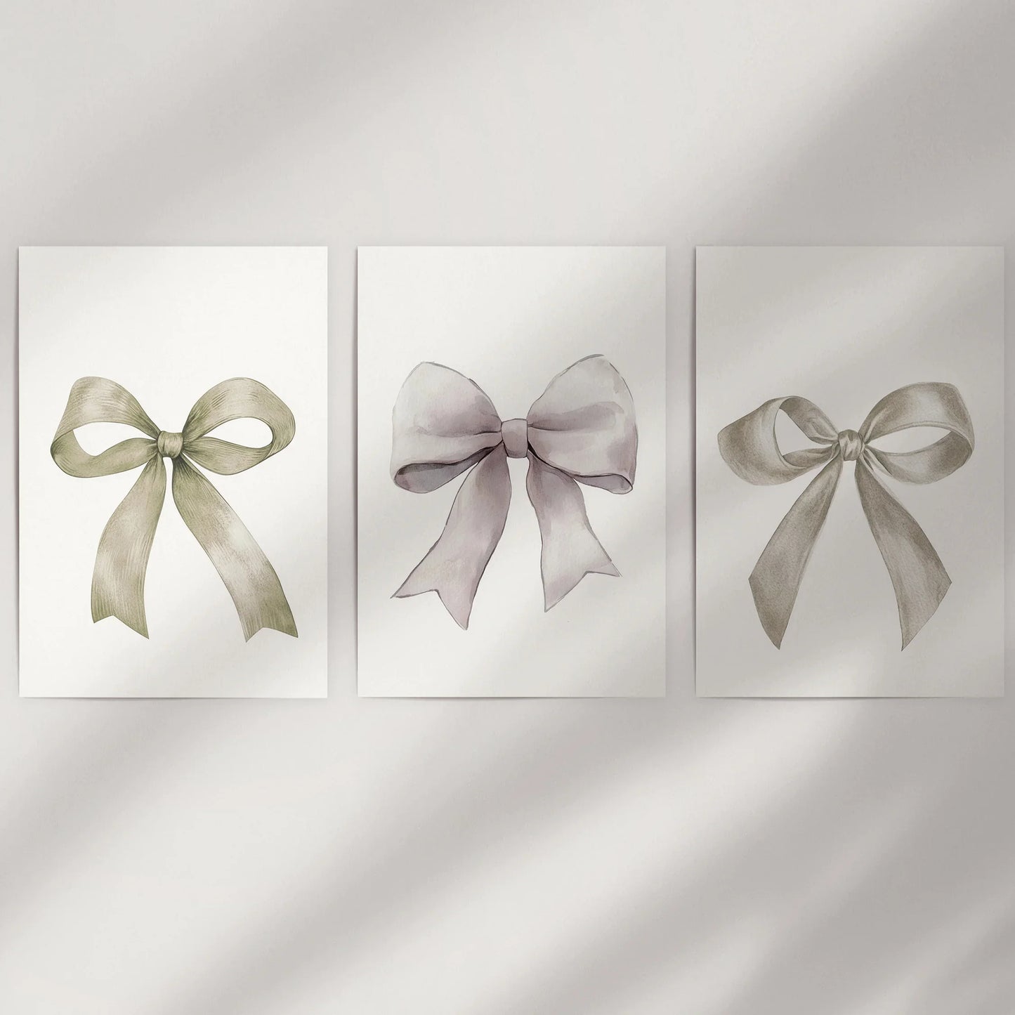 Aesthetic Bow Wall Art Set of 3. Neutral Gallery Set
