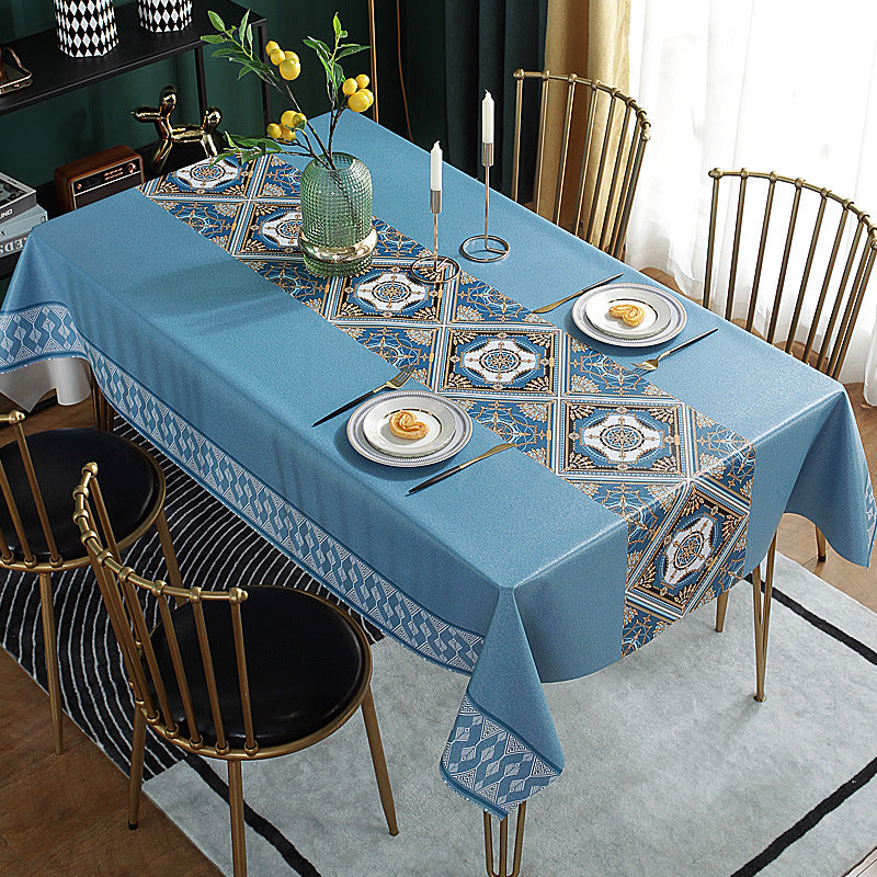 Printed Check Thickened Round Table Wash Free