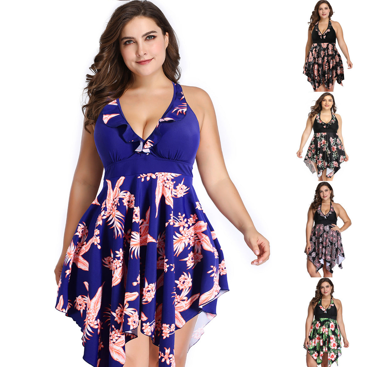 Plus Fat Plus Size Swimsuit European And American Belly Pure