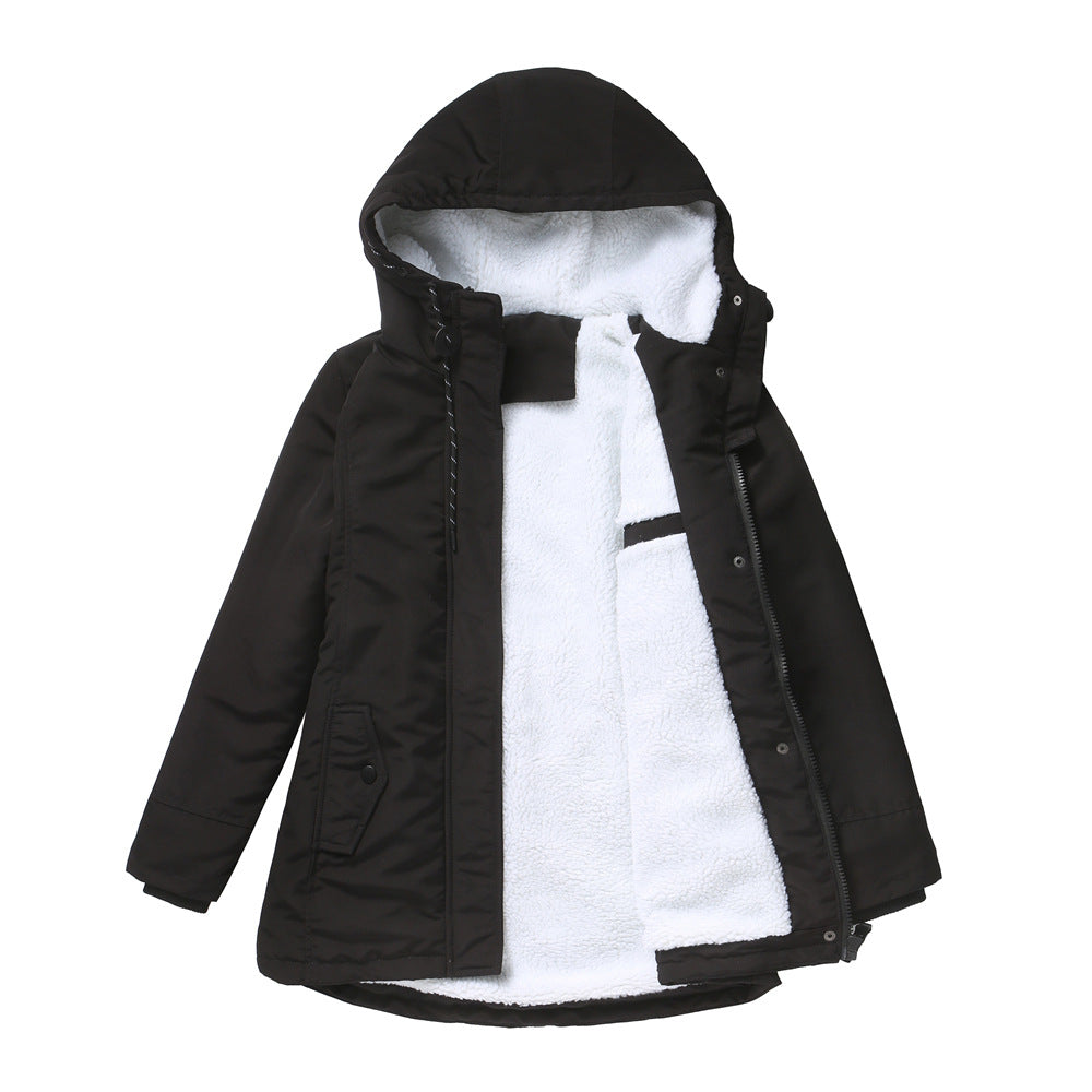 New Style Warm Coat For Fall Winter Women's European Size Thickened Plus Velvet Cotton Coat