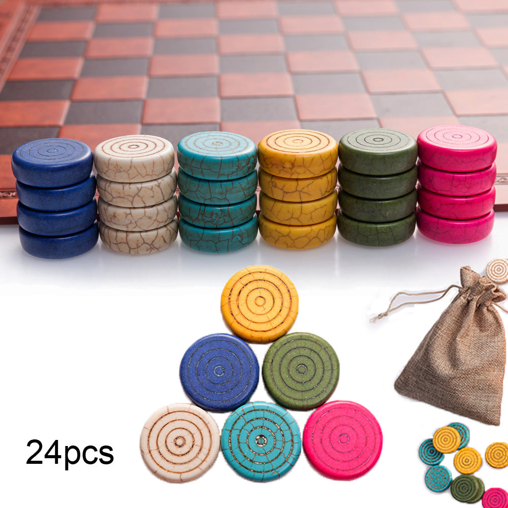 Stone Checkers Board Game With Leather