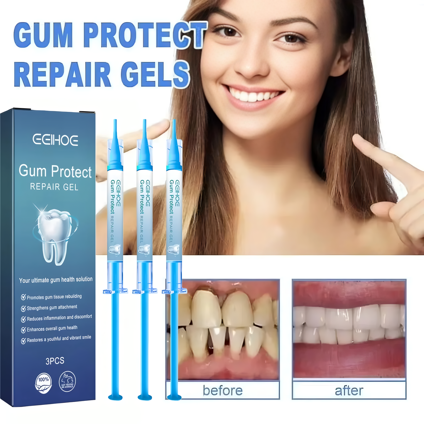 Fresh Breath Teeth Cleaning Gel — 3-Pack Daily Oral Care