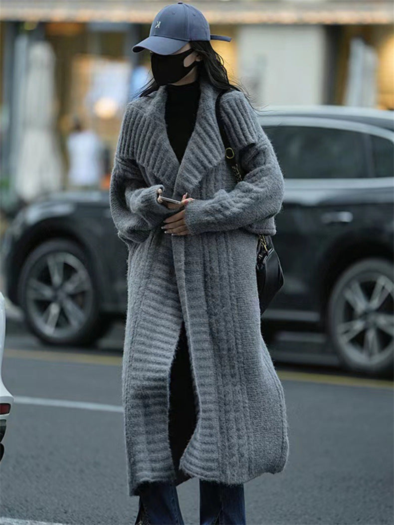 Long Knitted Cardigan Coat Women's Plus Size